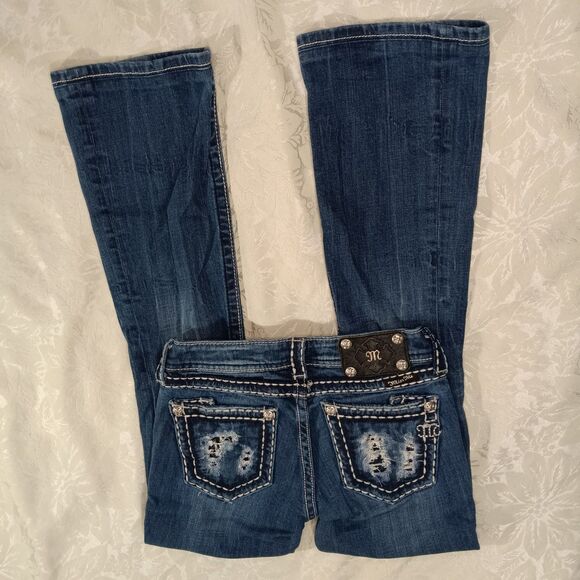 Miss Me Denim - Miss Me Jeans Womens 26 Lowrise Bootcut Stretchy Distressed Embellished Y2K